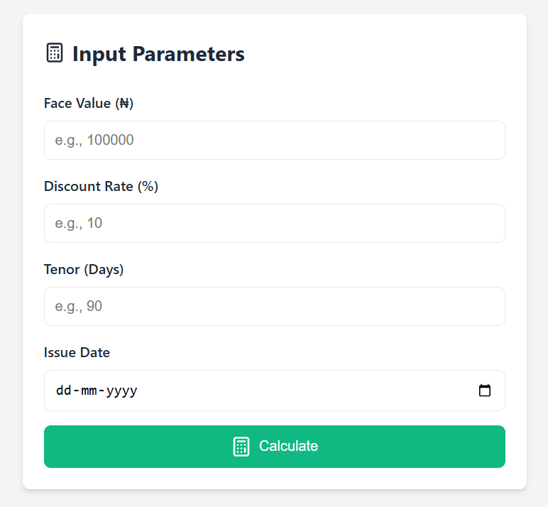 Nigeria Commercial Paper Calculator Tool